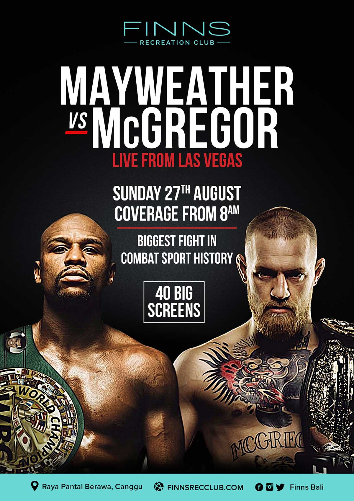 Mayweather Vs McGregor live at Finns Rec Club, Canggu